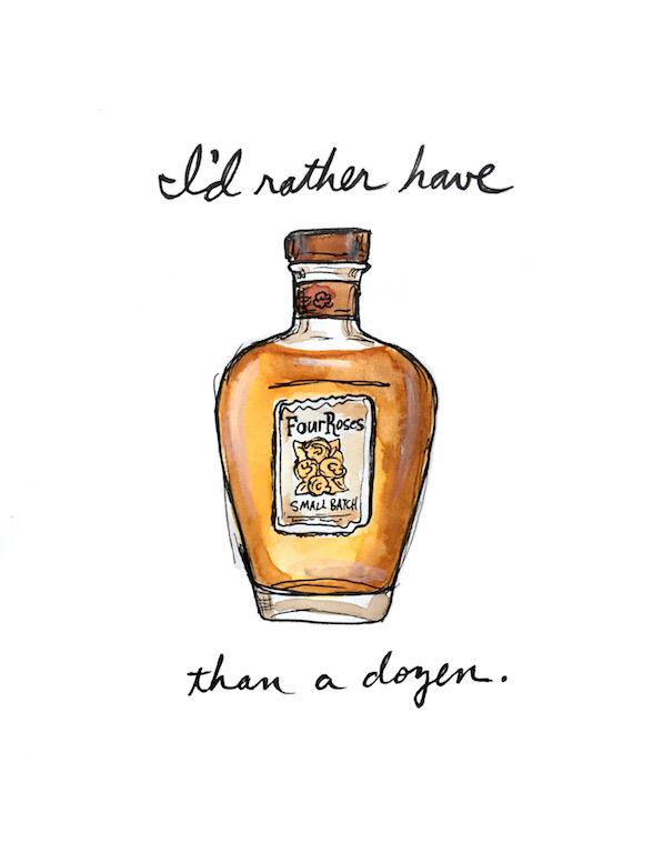 Four Roses Bourbon Pun Postcard by Bri Bowers