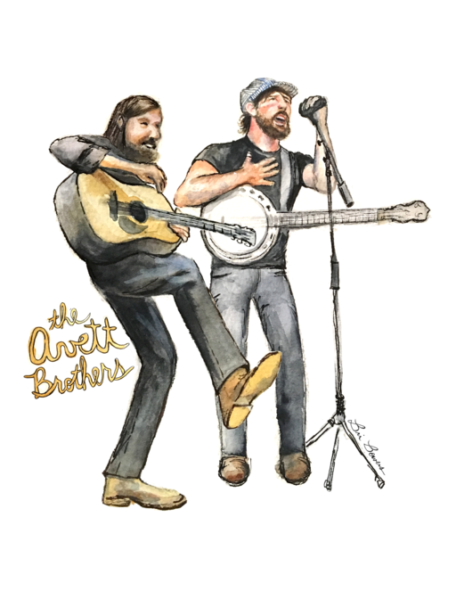 Avett Brothers Watercolor Print by Bri Bowers