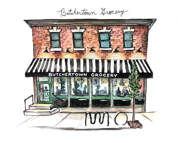 Butchertown Grocery watercolor print by Bri Bowers