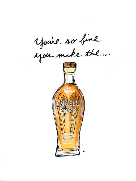 Angel's Envy Bourbon Pun Postcard by Bri Bowers