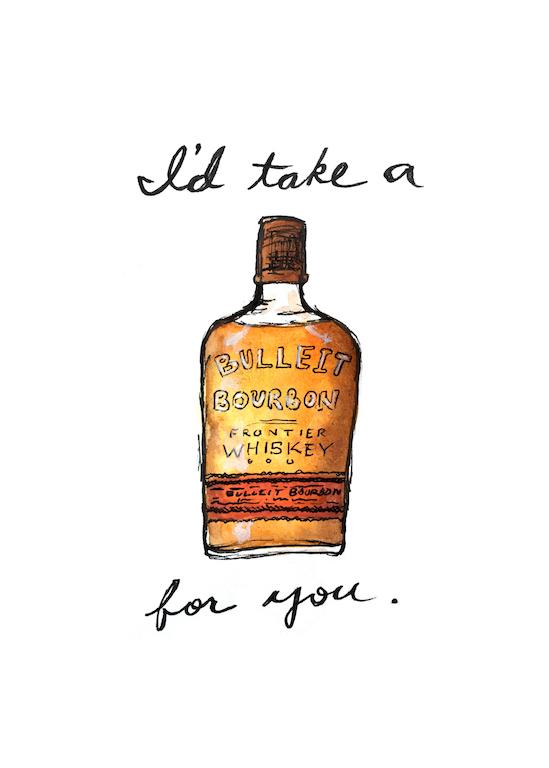 Bulleit Bourbon Pun Postcard by Bri Bowers